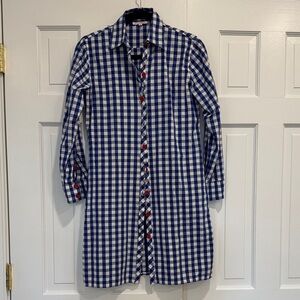Blue and White Checkered Women's Shirt Dress
